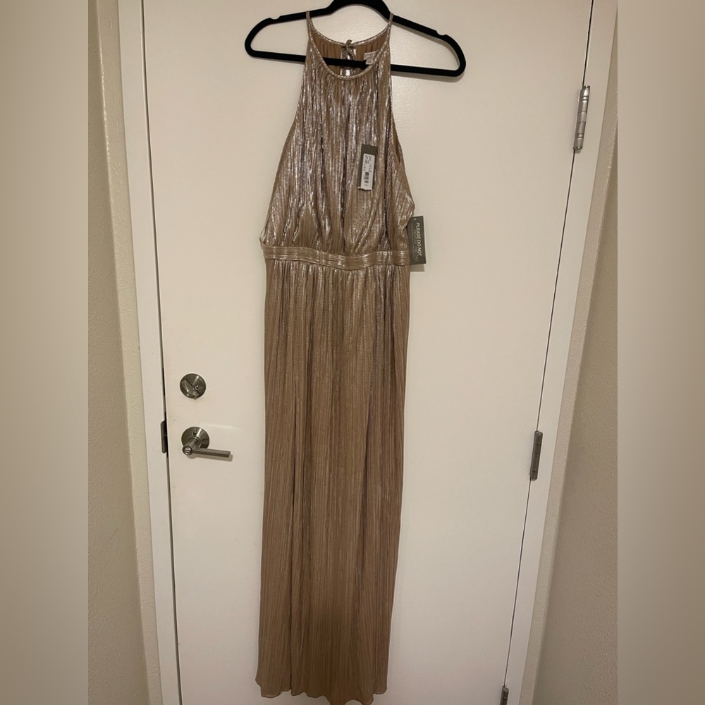 BNWT Fancy Gold Maxi Dress with Slits